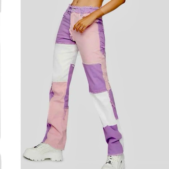 Jaded London Pastel Patchwork Boyfriend Fit Jeans - Picture 10 of 16